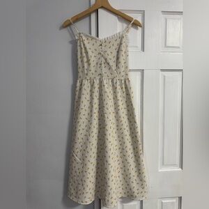 Cream Floral Sundress with Yellow Daisies